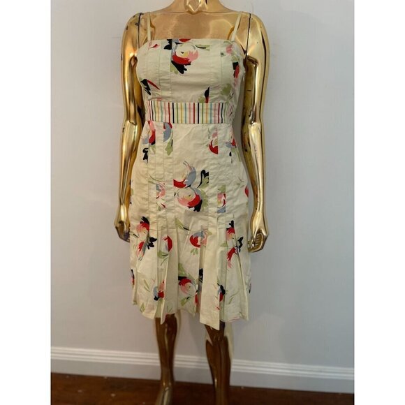 Anthropologie Maeve Y2K Vintage Style Floral Print Dress With Striped Waist & Bo - Picture 1 of 12